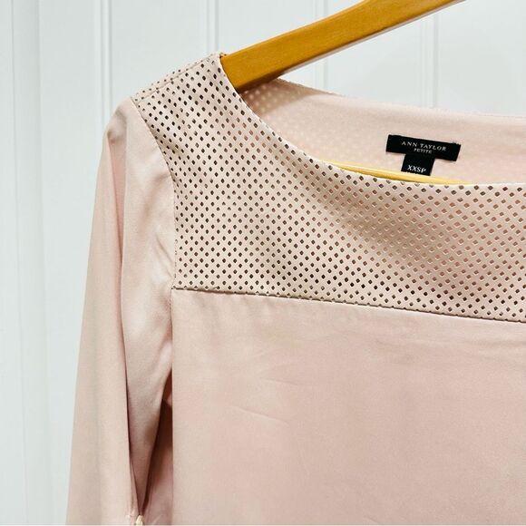 Ann Taylor Dark Navy & Blush Color Long Sleeve Blouses Size XXS - Picture 9 of 11